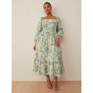 NEW Reformation Mica Dress Es in Amie Green Floral Plus Size 16